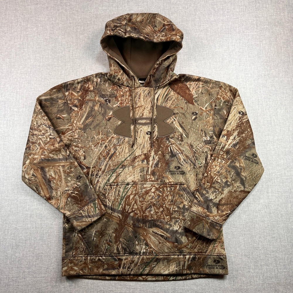 Under Armour Storm Mossy Oak Duck Blind Camo Hoodie Men S Brown Pullover Outdoor
